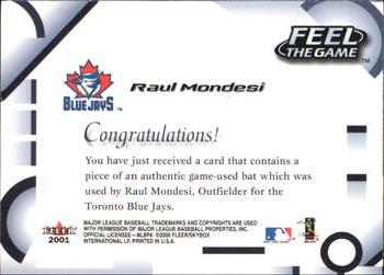 2001 Fleer Triple Crown - Feel the Game #NNO Raul Mondesi Back