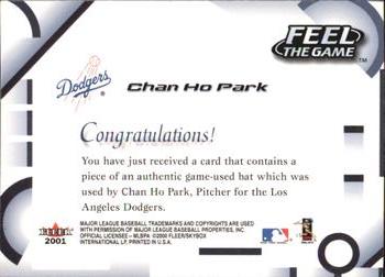 2001 Fleer Triple Crown - Feel the Game #NNO Chan Ho Park Back