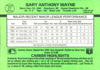 1989 Donruss The Rookies #27 Gary Wayne Back