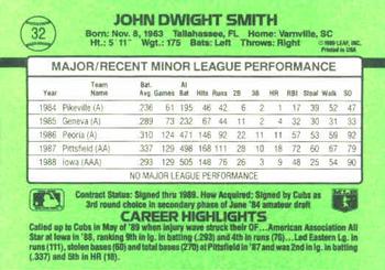 1989 Donruss The Rookies #32 Dwight Smith Back
