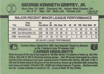 1989 Donruss The Rookies #3 Ken Griffey, Jr. Back