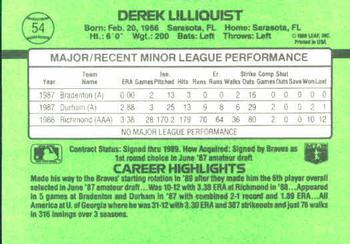 1989 Donruss The Rookies #54 Derek Lilliquist Back