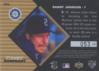 1998 Upper Deck - Clearly Dominant #CD16 Randy Johnson Back