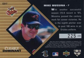 1998 Upper Deck - Clearly Dominant #CD17 Mike Mussina Back