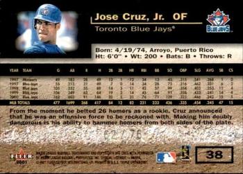 2001 Fleer Triple Crown - Green #38 Jose Cruz, Jr. Back