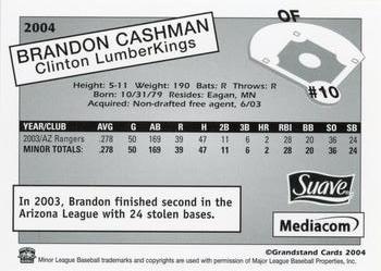 2004 Grandstand Clinton LumberKings Update #NNO Brandon Cashman Back