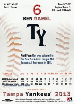 2013 Grandstand Tampa Yankees #NNO Ben Gamel Back