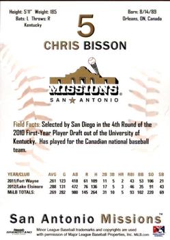 2013 Grandstand San Antonio Missions #NNO Chris Bisson Back