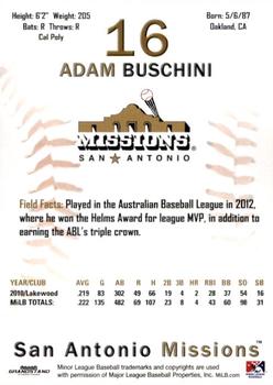 2013 Grandstand San Antonio Missions #NNO Adam Buschini Back