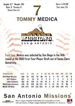 2013 Grandstand San Antonio Missions #NNO Tommy Medica Back