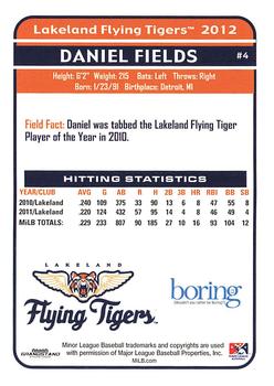 2012 Grandstand Lakeland Flying Tigers #NNO Daniel Fields Back