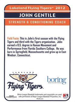 2012 Grandstand Lakeland Flying Tigers #NNO John Gentile Back