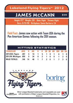 2012 Grandstand Lakeland Flying Tigers #NNO James McCann Back