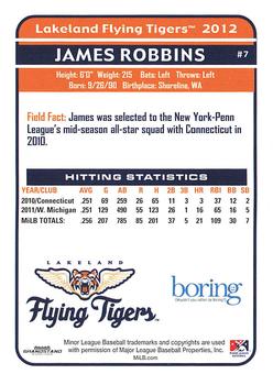 2012 Grandstand Lakeland Flying Tigers #NNO James Robbins Back