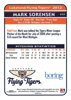 2012 Grandstand Lakeland Flying Tigers #NNO Mark Sorensen Back