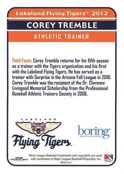 2012 Grandstand Lakeland Flying Tigers #NNO Corey Tremble Back