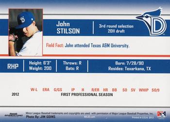 2012 Grandstand Dunedin Blue Jays #NNO John Stilson Back