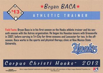 2013 Grandstand Corpus Christi Hooks #NNO Bryan Baca Back