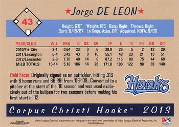 2013 Grandstand Corpus Christi Hooks #NNO Jorge De Leon Back