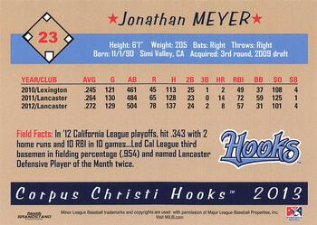 2013 Grandstand Corpus Christi Hooks #NNO Jonathan Meyer Back