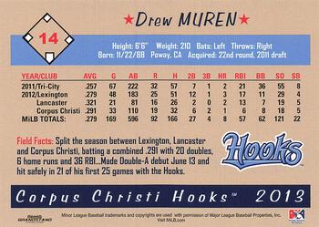 2013 Grandstand Corpus Christi Hooks #NNO Drew Muren Back