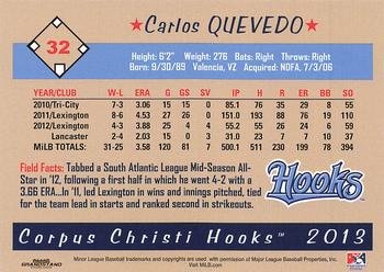 2013 Grandstand Corpus Christi Hooks #NNO Carlos Quevedo Back