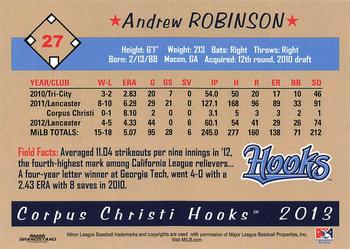2013 Grandstand Corpus Christi Hooks #NNO Andrew Robinson Back