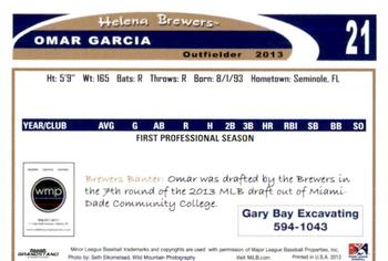 2013 Grandstand Helena Brewers #NNO Omar Garcia Back