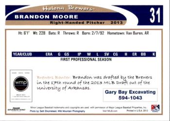 2013 Grandstand Helena Brewers #NNO Brandon Moore Back