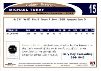 2013 Grandstand Helena Brewers #NNO Michael Turay Back