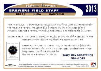 2013 Grandstand Helena Brewers #NNO Chuckie Caufield / Tony Diggs / Elvin Nina Back