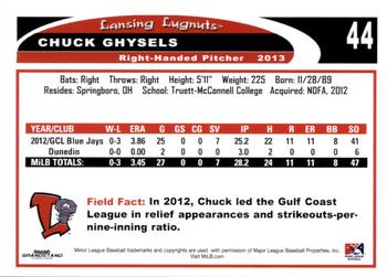 2013 Grandstand Lansing Lugnuts #NNO Chuck Ghysels Back