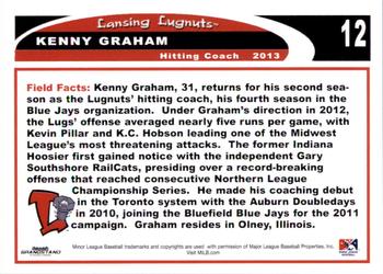 2013 Grandstand Lansing Lugnuts #NNO Kenny Graham Back