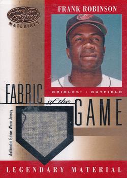 2001 Leaf Certified Materials - Fabric of the Game Base #FG-12 Frank Robinson Front