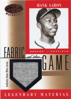 2001 Leaf Certified Materials - Fabric of the Game Base #FG-14 Hank Aaron Front