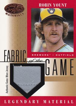 2001 Leaf Certified Materials - Fabric of the Game Base #FG-35 Robin Yount Front