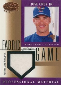 2001 Leaf Certified Materials - Fabric of the Game Base #FG-115 Jose Cruz Jr.  Front