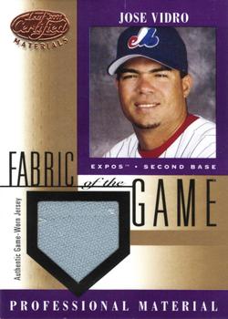 2001 Leaf Certified Materials - Fabric of the Game Base #FG-117 Jose Vidro  Front