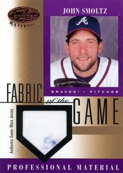 2001 Leaf Certified Materials - Fabric of the Game Base #FG-118 John Smoltz  Front