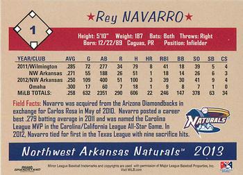 2013 Grandstand Northwest Arkansas Naturals #NNO Rey Navarro Back