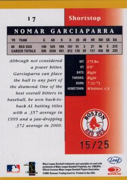 2001 Leaf Certified Materials - Mirror Gold #17 Nomar Garciaparra  Back
