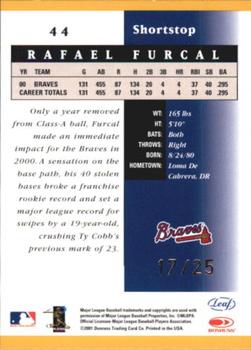 2001 Leaf Certified Materials - Mirror Gold #44 Rafael Furcal  Back