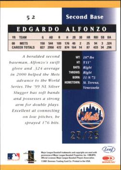 2001 Leaf Certified Materials - Mirror Gold #52 Edgardo Alfonzo  Back