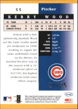 2001 Leaf Certified Materials - Mirror Gold #55 Kerry Wood  Back