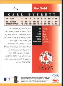 2001 Leaf Certified Materials - Mirror Gold #65 Carl Everett  Back