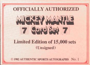 1982 ASA The Mickey Mantle Story #1 Mickey Mantle Back