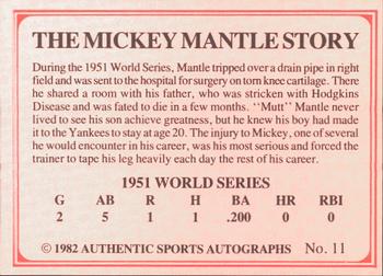 1982 ASA The Mickey Mantle Story #11 Mickey Mantle Back