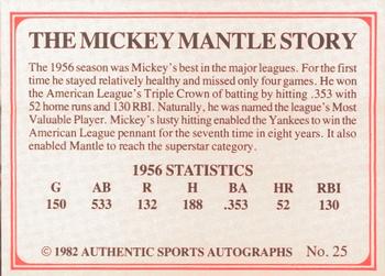 1982 ASA The Mickey Mantle Story #25 Mickey Mantle / Ted Williams Back