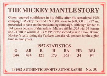 1982 ASA The Mickey Mantle Story #30 Roy Sievers / Mickey Mantle Back