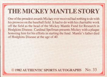 1982 ASA The Mickey Mantle Story #33 Mickey Mantle Back